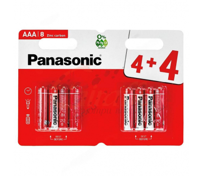 Батарейка солевая PANASONIC zinc carbon  R03 BL-4+4