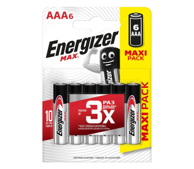 Батарейка алкалиновая ENERGIZER MAX LR03 BL-6 E91